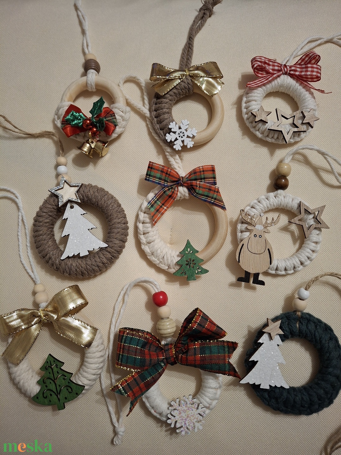 Makramé karácsonyi dekoráció - karácsony - karácsonyi lakásdekoráció - karácsonyfadíszek - Meska.hu