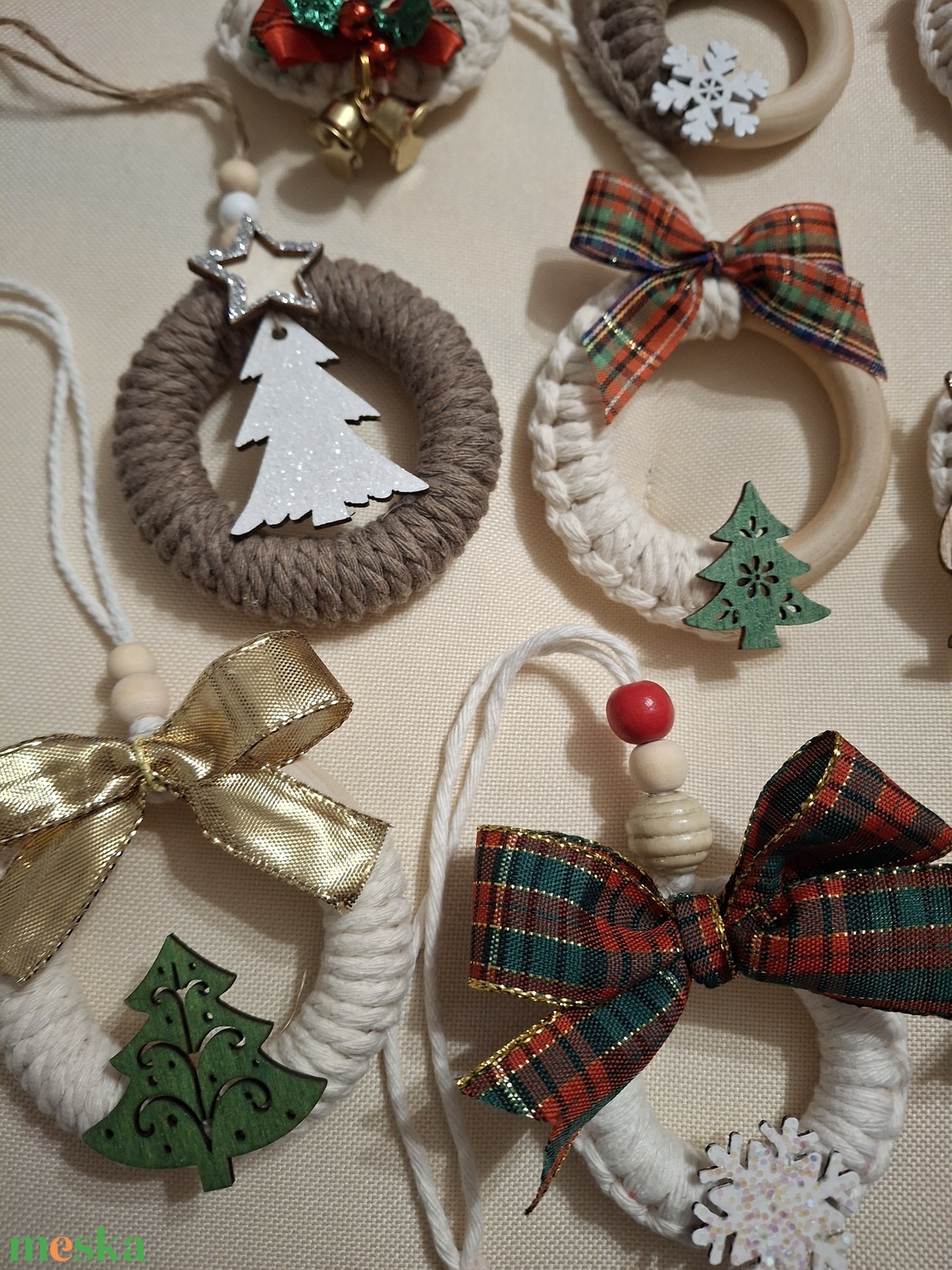 Makramé karácsonyi dekoráció - karácsony - karácsonyi lakásdekoráció - karácsonyfadíszek - Meska.hu