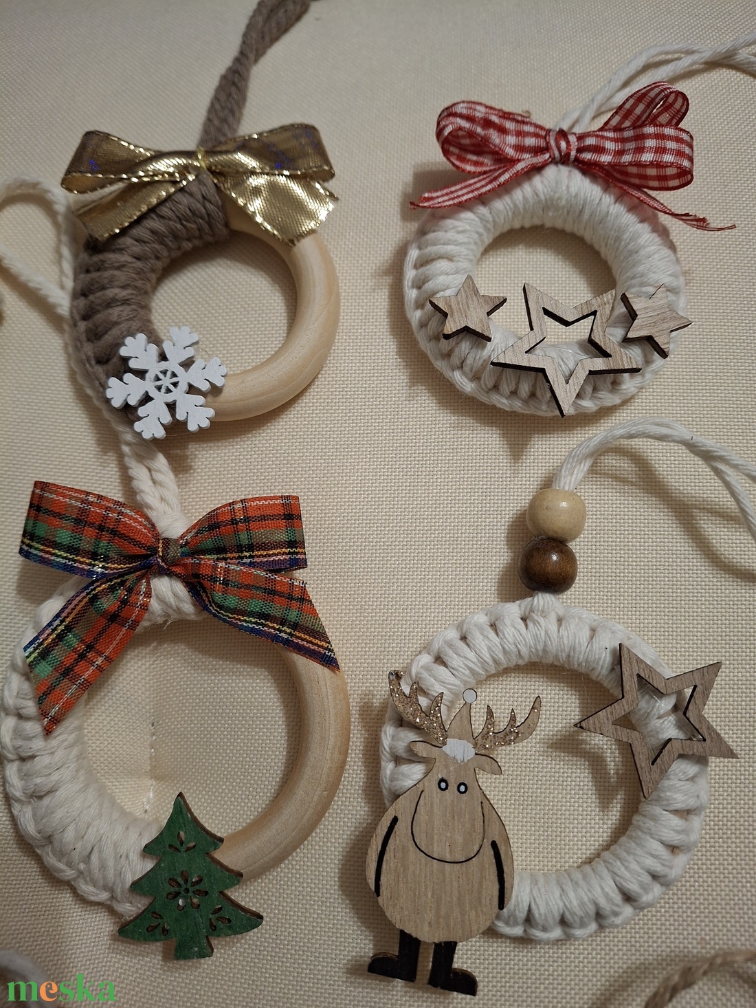 Makramé karácsonyi dekoráció - karácsony - karácsonyi lakásdekoráció - karácsonyfadíszek - Meska.hu