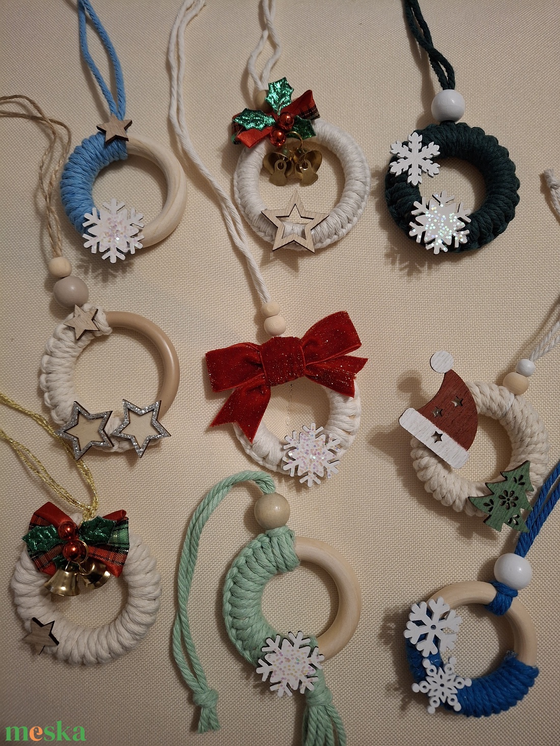 Makramé karácsonyi dekoráció - karácsony - karácsonyi lakásdekoráció - karácsonyfadíszek - Meska.hu