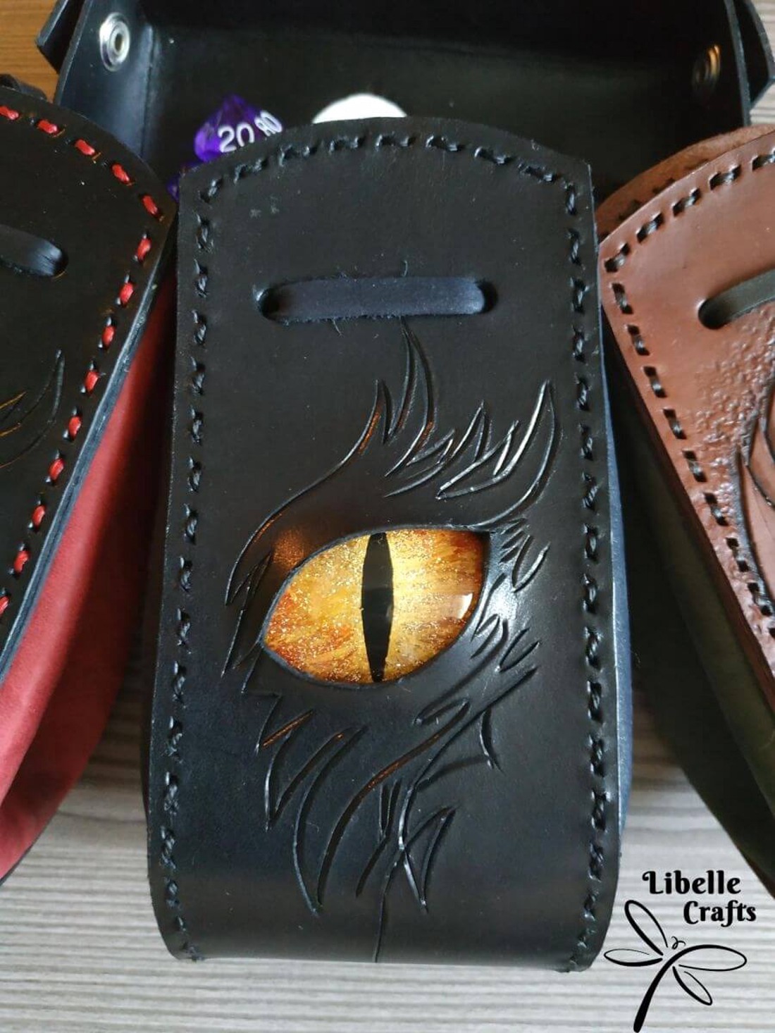 Sárkányszemes kockatartó szütyő - ARANY szemmel - játék & sport - szerepjáték - Meska.hu