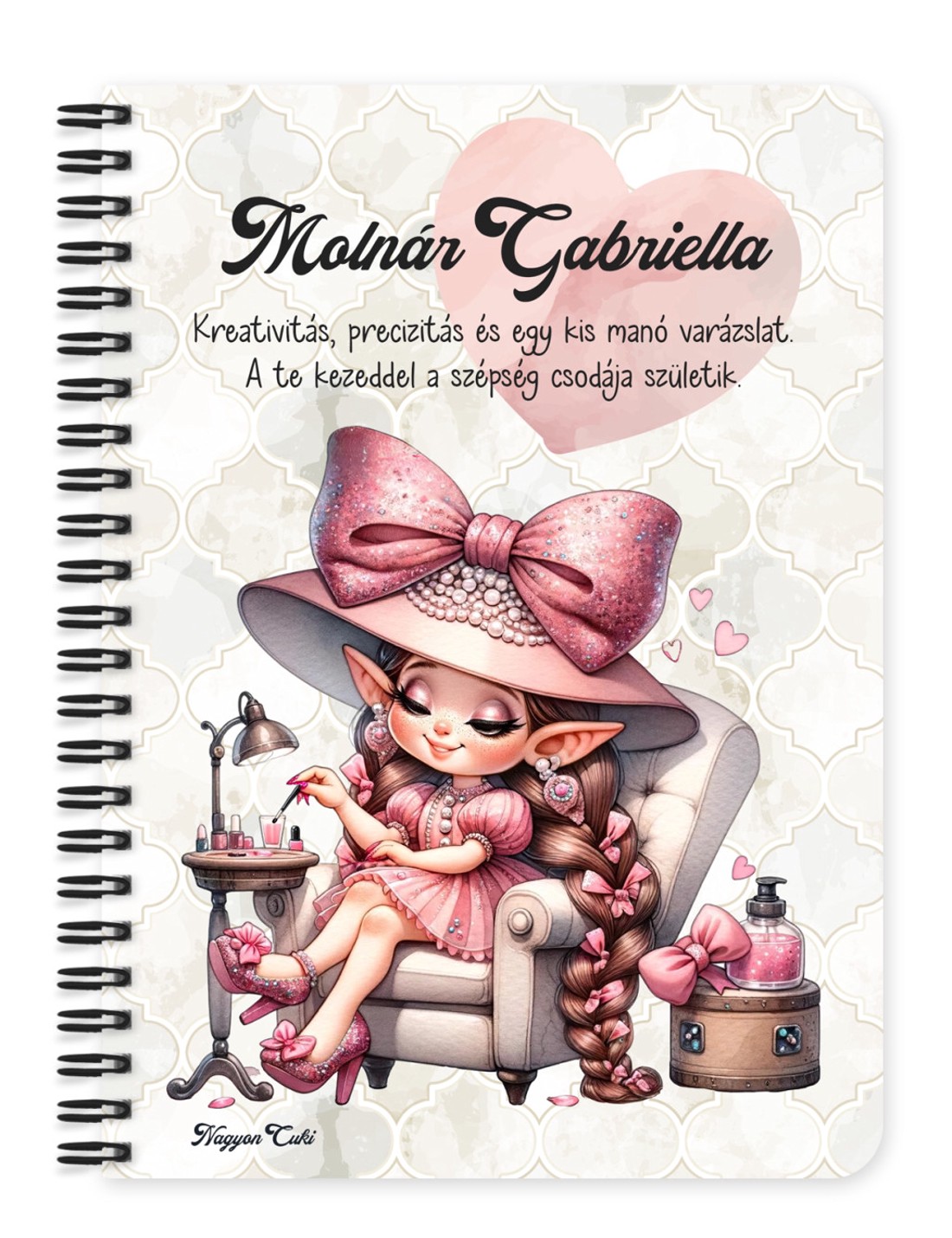 Személyre szabható - Szépséges Körmös manólány mintás A6-os füzet - otthon & életmód - papír, írószer - jegyzetfüzet & napló - Meska.hu