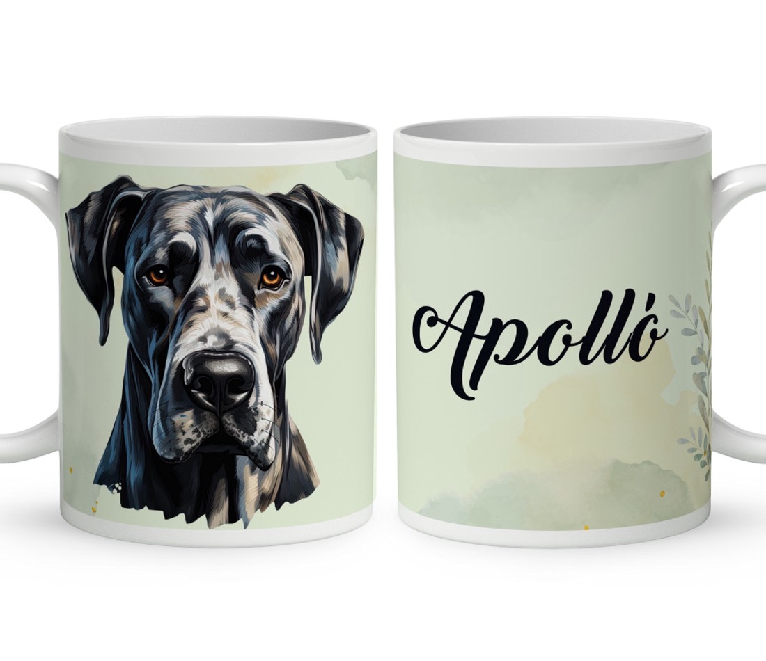 Névvel kérhető - Fekete (dán) német dog portré mintás bögre - otthon & életmód - konyhafelszerelés, tálalás - tálalás - bögre & csésze - Meska.hu