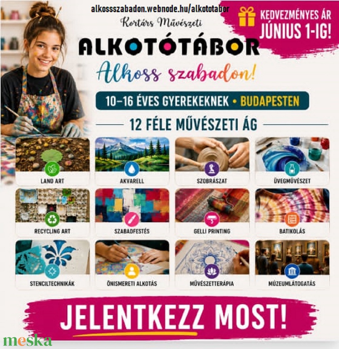 ALKOSS SZABADON! KORTÁRS MŰVÉSZETI TEHETSÉGGONDOZÓ ALKOTÓTÁBOROK 8-16 ÉV - FELNŐTT - diy (csináld magad) - workshop & tanfolyam - Meska.hu