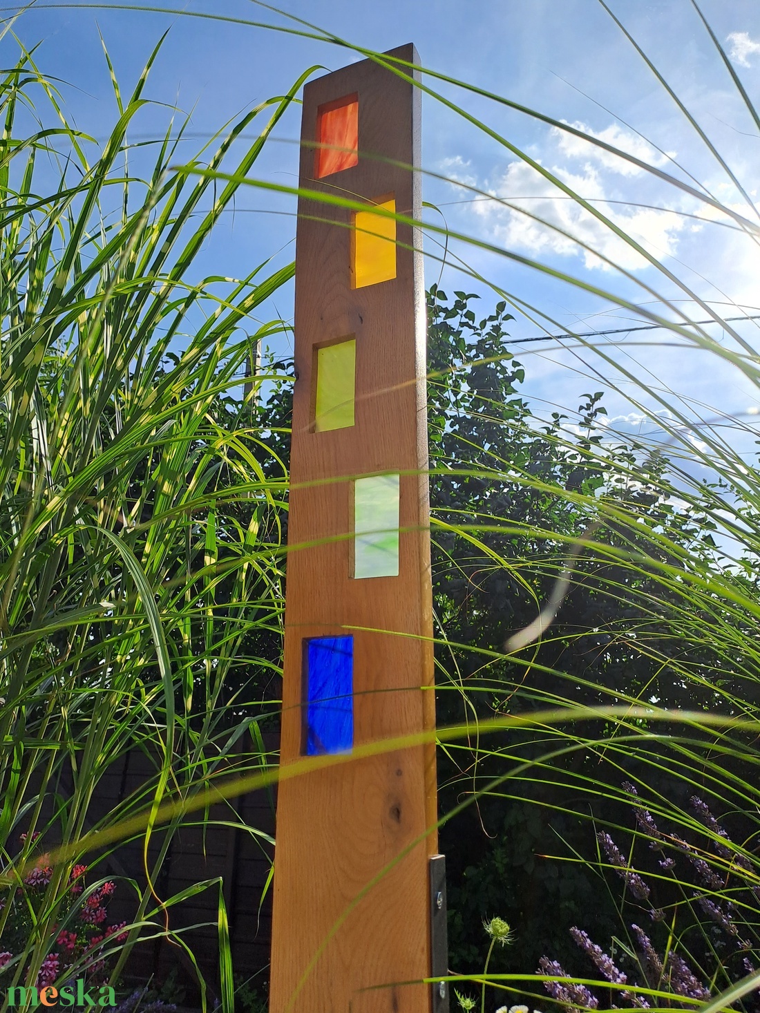 Fából és üvegből készült kerti szobor - otthon & életmód - ház & kert - kerti dísz - Meska.hu