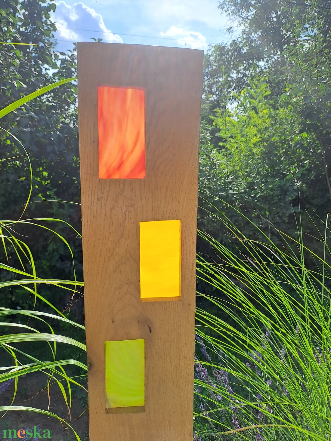 Fából és üvegből készült kerti szobor - otthon & életmód - ház & kert - kerti dísz - Meska.hu