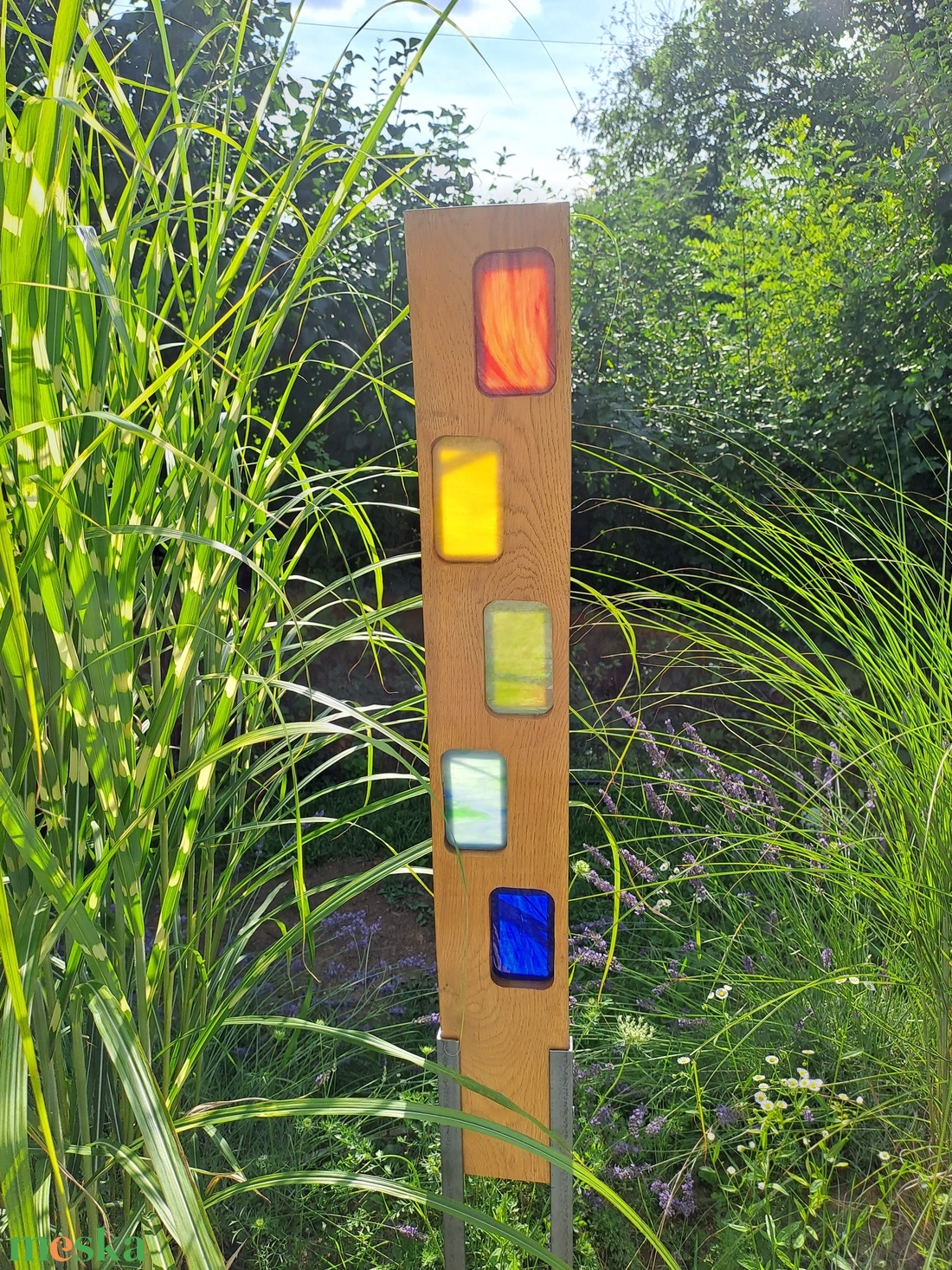 Fából és üvegből készült kerti szobor - otthon & életmód - ház & kert - kerti dísz - Meska.hu