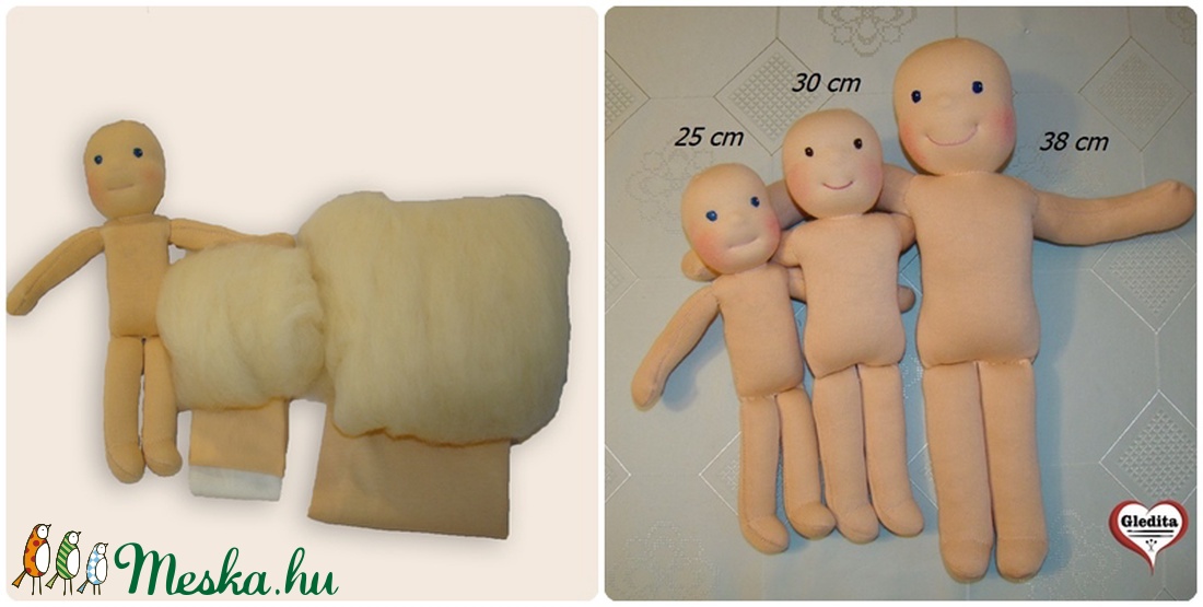 Baba alapanyag csomag 25 cm magas waldorf jellegű babához, NATÚR SZÍNBEN - kellékek & szerszámok - vegyes alapanyag - gyapjú, nemez - Meska.hu