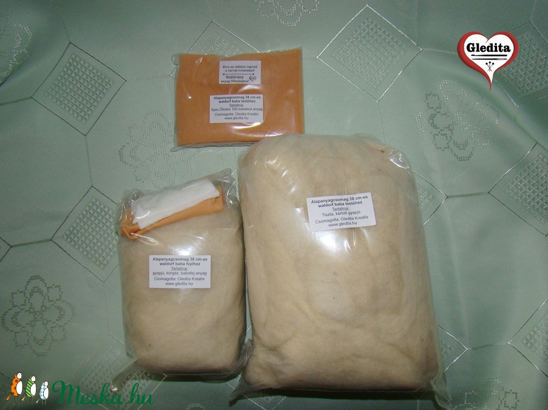 Baba alapanyag csomag 38 cm magas waldorf jellegű babához, MEDITERRÁN SZÍNBEN - kellékek & szerszámok - vegyes alapanyag - gyapjú, nemez - Meska.hu