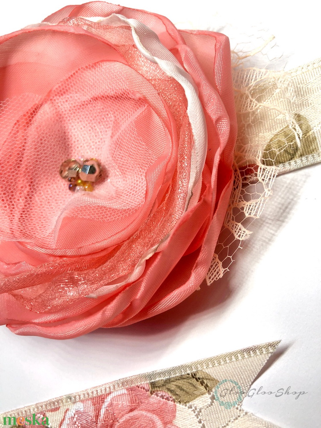 Korália - egyedi vintage menyasszonyi öv - esküvő - kiegészítők - öv & pánt - Meska.hu