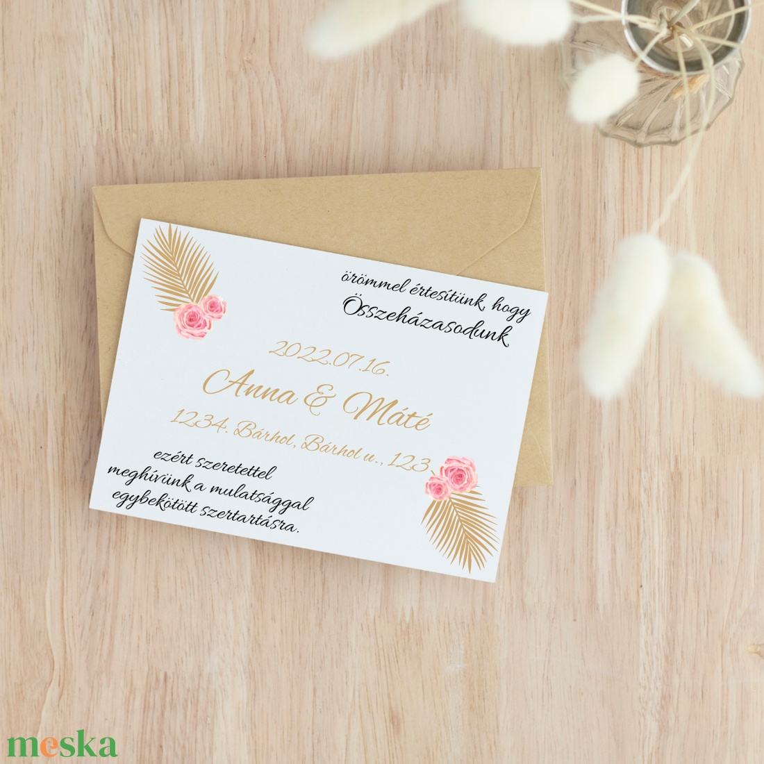 Esküvői meghívó borítékkal #natúr - esküvő - meghívó & kártya - meghívó - Meska.hu