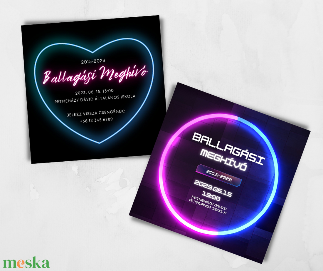 Ballagási meghívó #neon - otthon & életmód - papír, írószer - ajándékozás kellékei - meghívó - Meska.hu Ballagási meghívó #neon - otthon & életmód - papír, írószer - ajándékozás kellékei - meghívó - Meska.hu