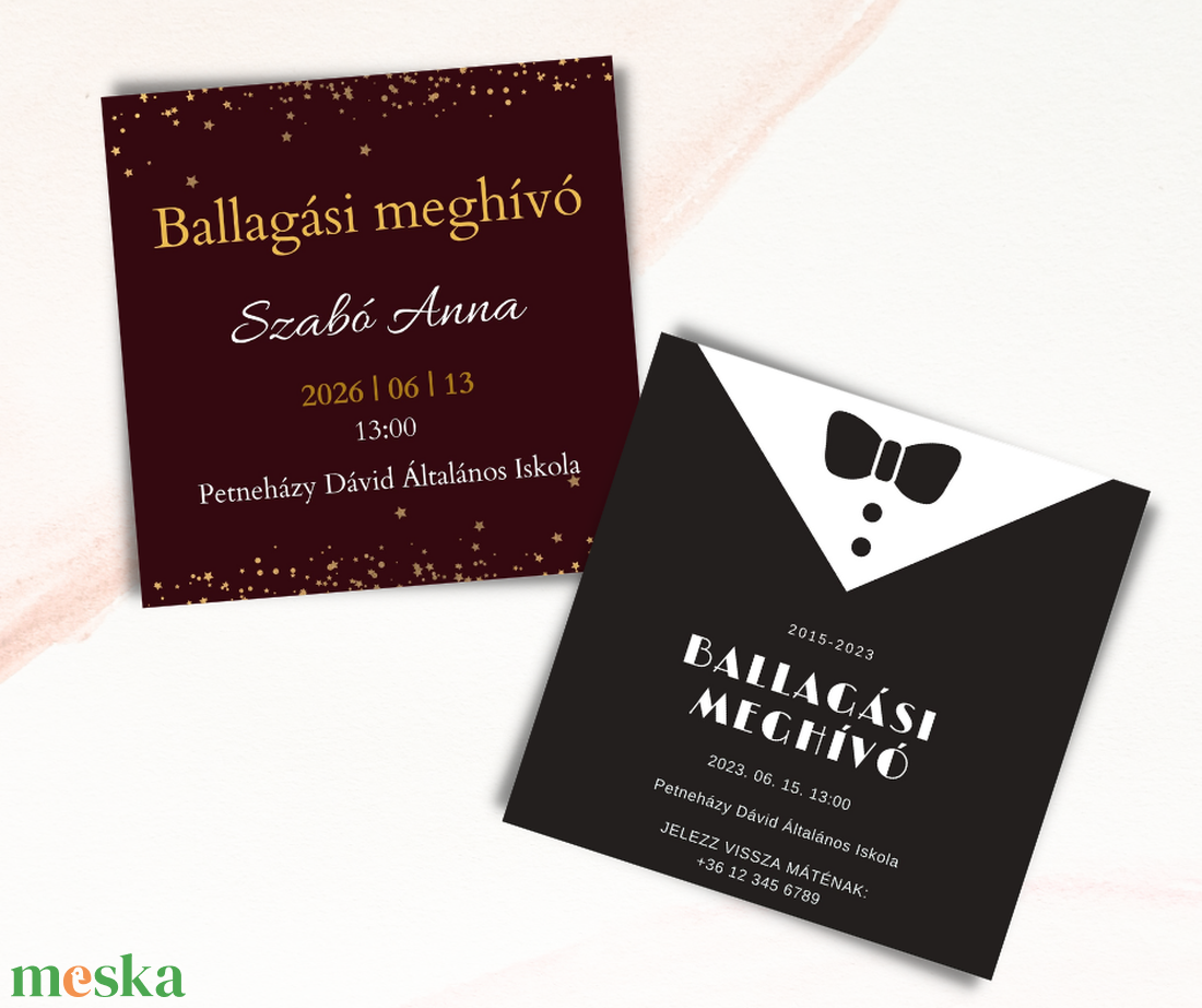 Ballagási meghívó #elegáns - otthon & életmód - papír, írószer - ajándékozás kellékei - meghívó - Meska.hu