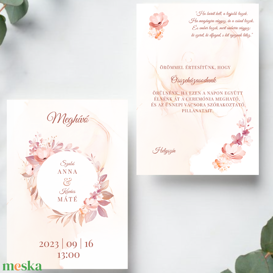 Esküvői meghívó borítékkal #blsh - esküvő - meghívó & kártya - meghívó - Meska.hu