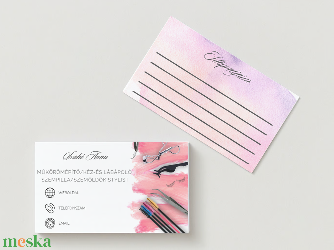 Műszempilla stylist, pillás időpontkártya vagy névjegykártya csomag - otthon & életmód - papír, írószer - névjegykártya - Meska.hu