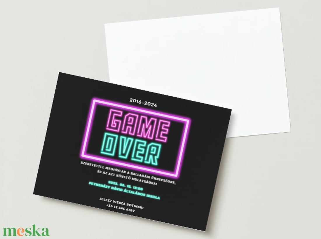 Ballagási meghívó #gameover2024 - otthon & életmód - papír, írószer - ajándékozás kellékei - meghívó - Meska.hu Ballagási meghívó #gameover2024 - otthon & életmód - papír, írószer - ajándékozás kellékei - meghívó - Meska.hu