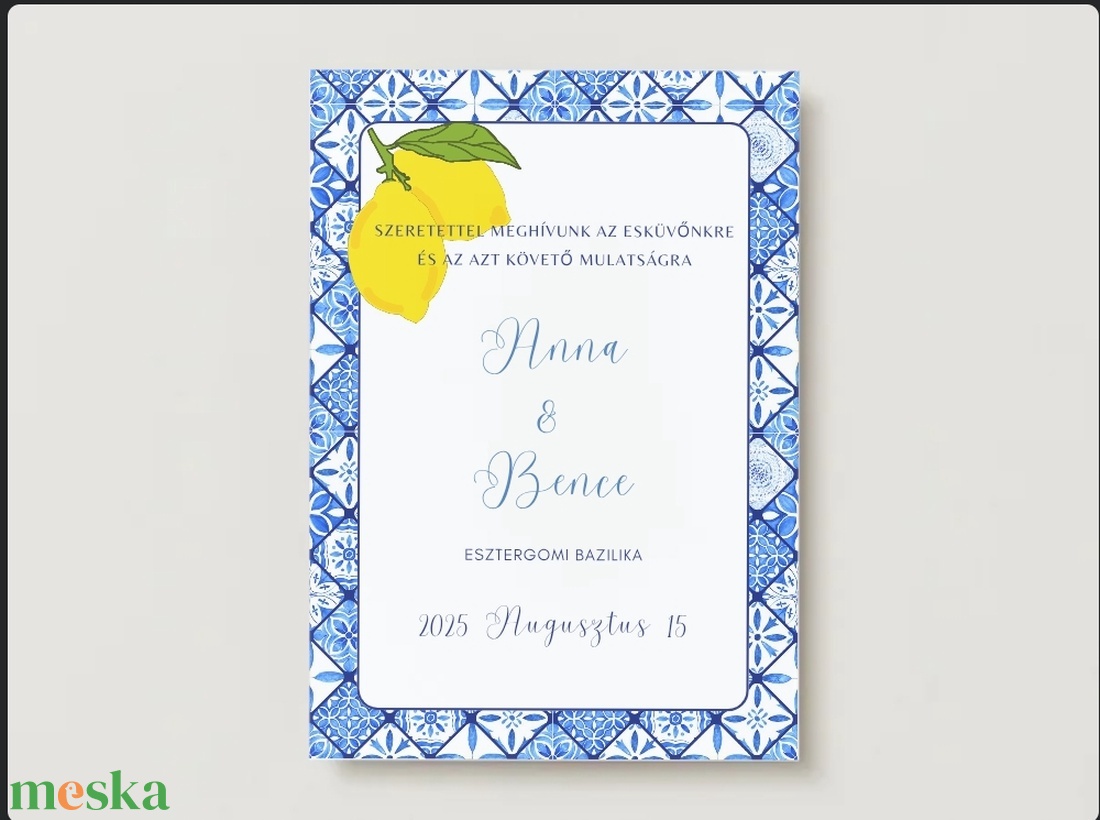 Esküvői meghívó borítékkal #lemon - esküvő - meghívó & kártya - meghívó - Meska.hu