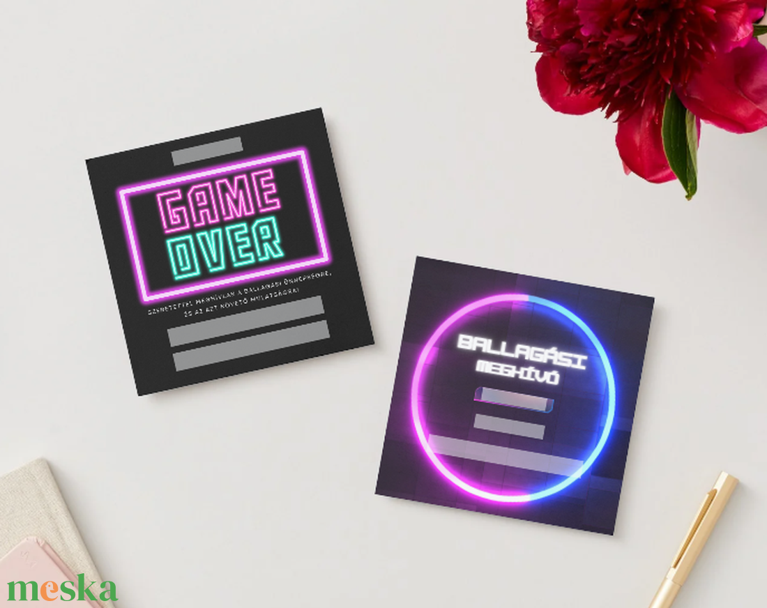 Ballagási meghívó #gameover2024 - otthon & életmód - papír, írószer - ajándékozás kellékei - meghívó - Meska.hu