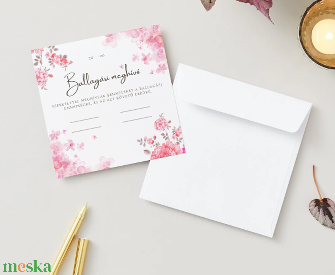 Ballagási meghívó #flowers - otthon & életmód - papír, írószer - ajándékozás kellékei - meghívó - Meska.hu
