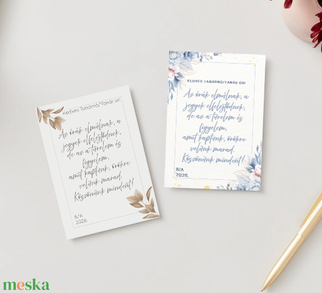 Kísérőkártya, köszönő ajándékkísérő kártya tanárnak - otthon & életmód - papír, írószer - ajándékozás kellékei - képeslap, üdvözlőlap - Meska.hu