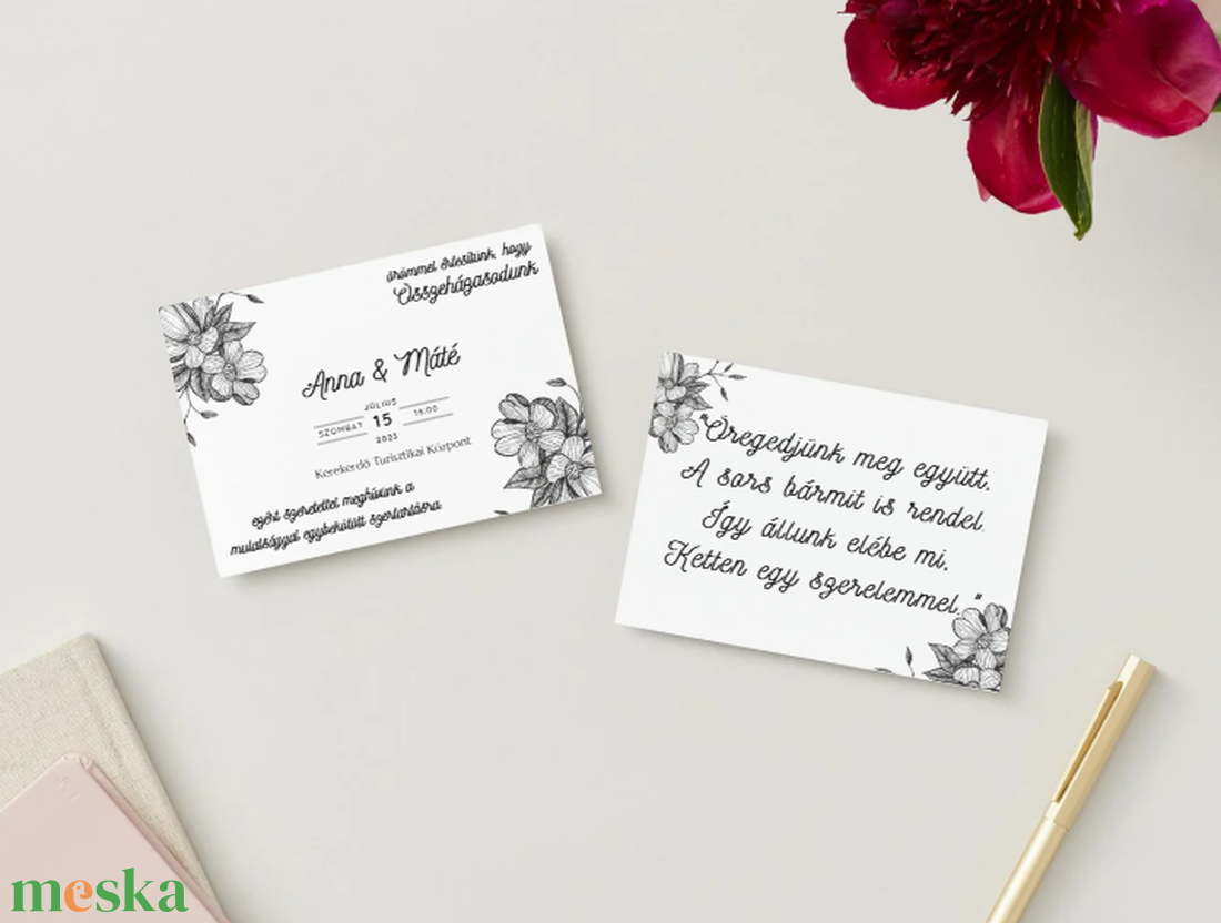 Esküvői meghívó #flower - esküvő - meghívó & kártya - meghívó - Meska.hu