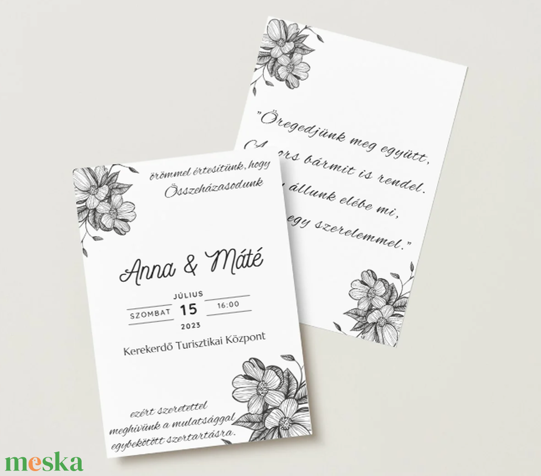 Esküvői meghívó #flower - esküvő - meghívó & kártya - meghívó - Meska.hu
