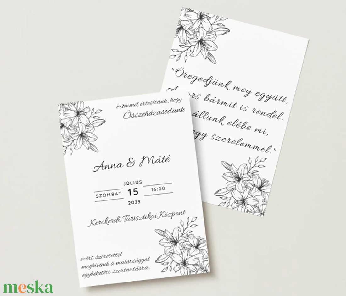 Esküvői meghívó #flower - esküvő - meghívó & kártya - meghívó - Meska.hu