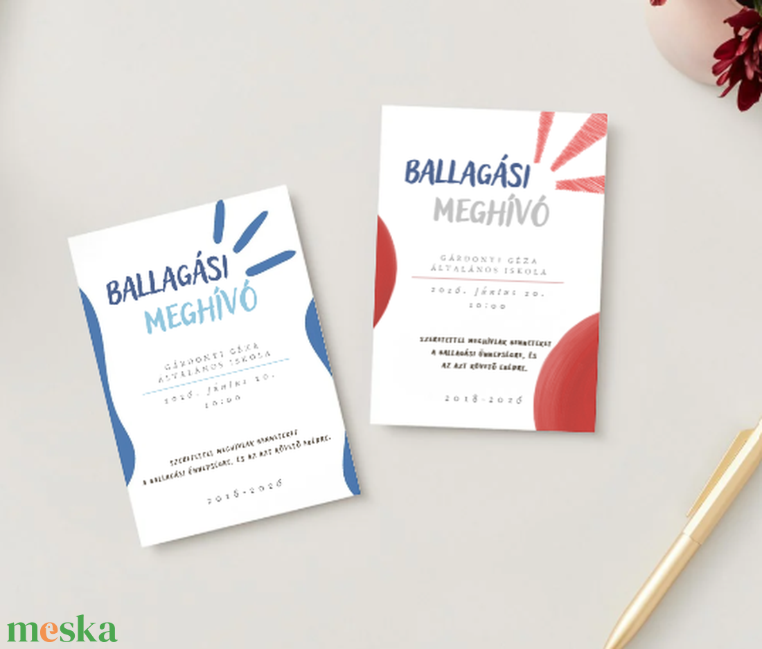 Ballagási meghívó kék vagy piros színben - otthon & életmód - papír, írószer - meghívó - ballagási meghívó - Meska.hu