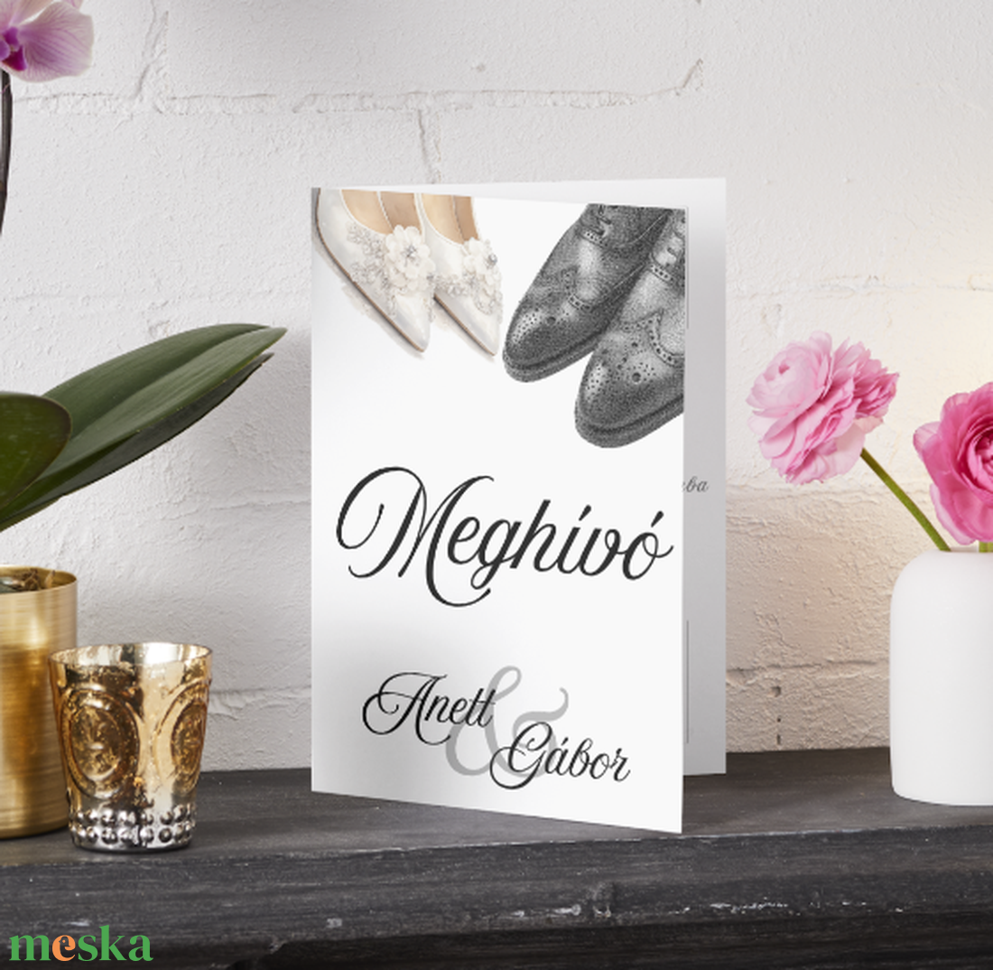 Hajtott, elegáns esküvői meghívó - esküvő - meghívó & kártya - meghívó - Meska.hu