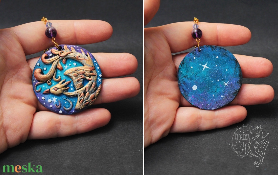 Galaxis Főnix Madár medál ametiszt gyönggyel - fantasy nyaklánc - ékszer - nyaklánc - medál - Meska.hu Galaxis Főnix Madár medál ametiszt gyönggyel - fantasy nyaklánc - ékszer - nyaklánc - medál - Meska.hu