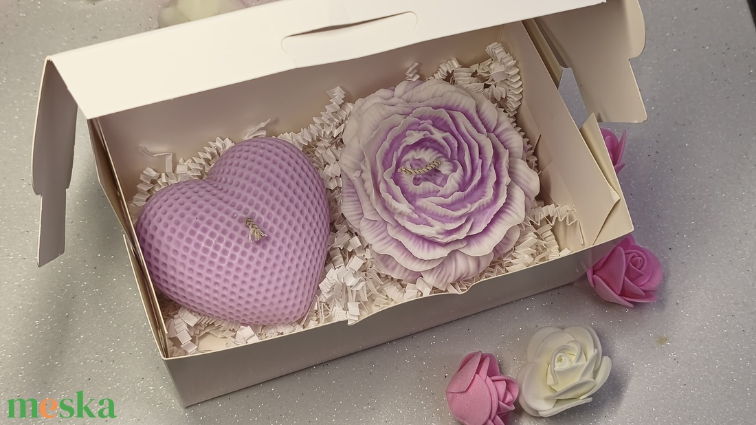 Rózsakert � szív és virág szójaviasz gyertyaszett -  - Meska.hu