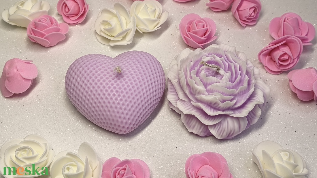 Rózsakert � szív és virág szójaviasz gyertyaszett -  - Meska.hu