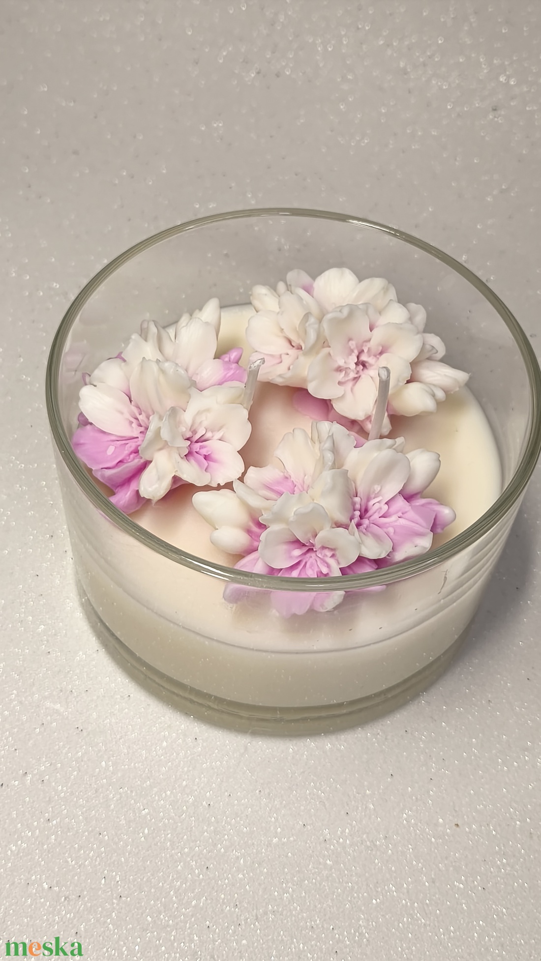 Sakura Ünnep - szójaviasz gyertya virágokkal - otthon & életmód - gyertya, illat, aroma - gyertya - Meska.hu