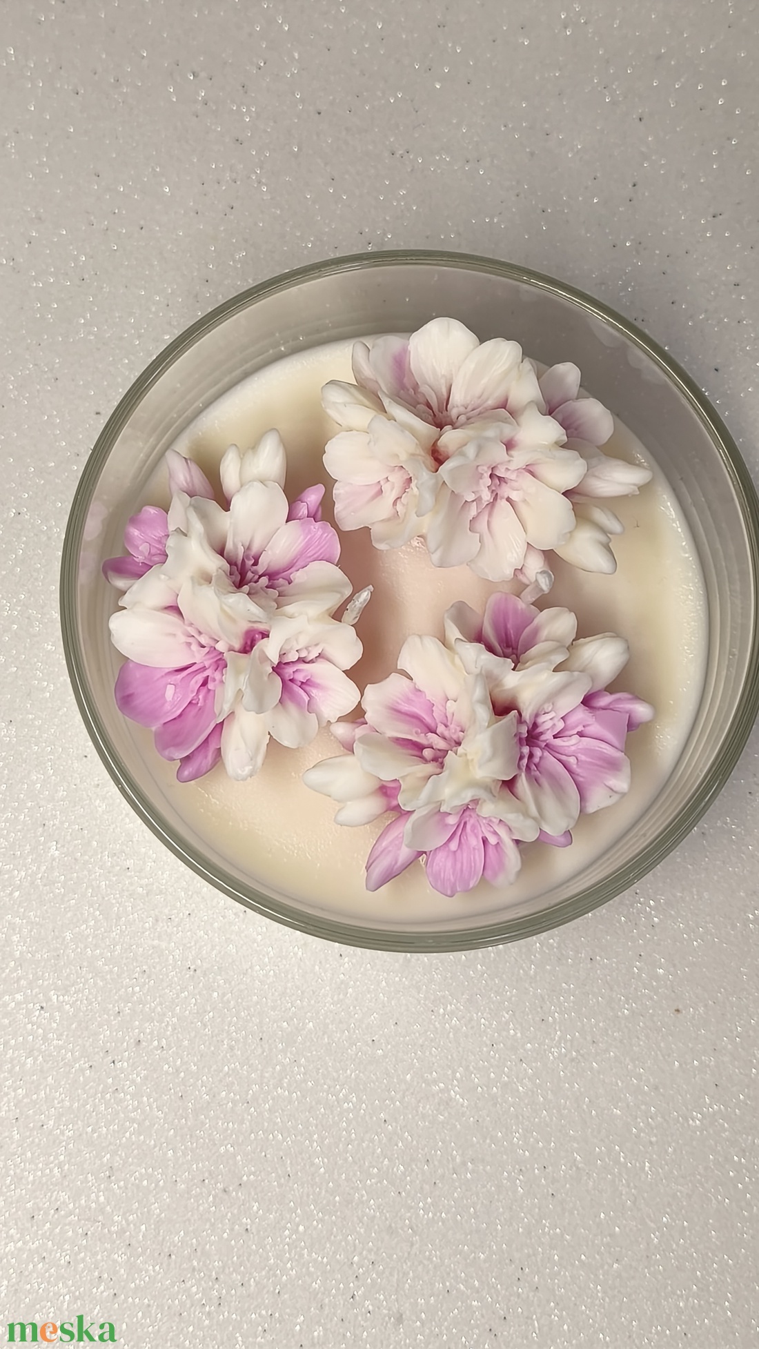 Sakura Ünnep - szójaviasz gyertya virágokkal - otthon & életmód - gyertya, illat, aroma - gyertya - Meska.hu