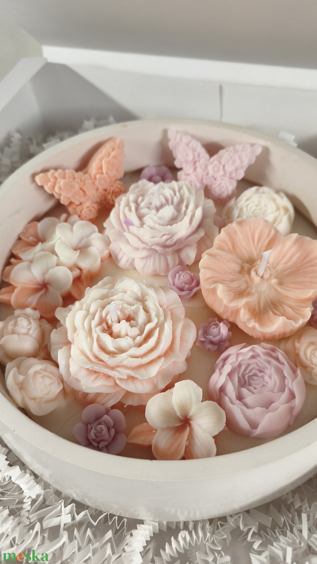 Varázskert gyertyatál illatos szójaviasz virágokkal -  - Meska.hu