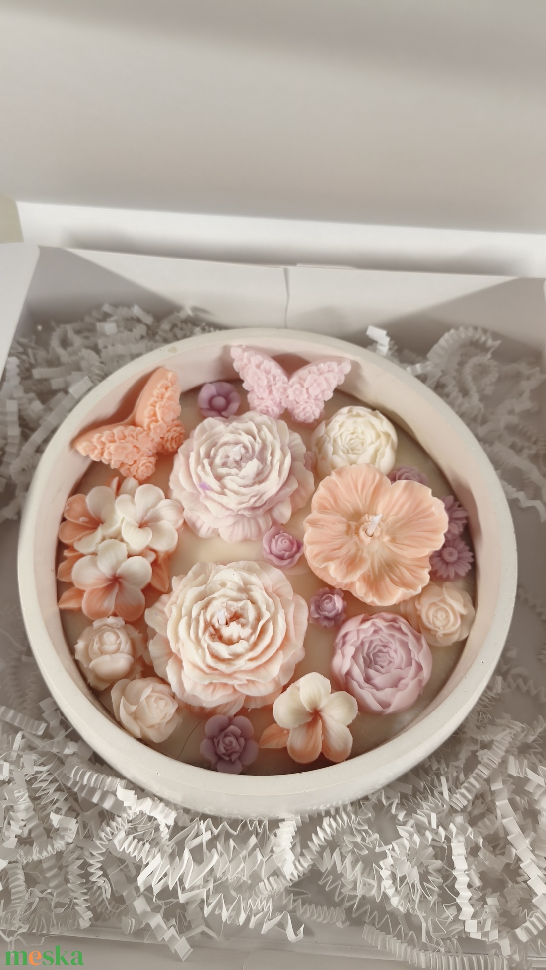 Varázskert gyertyatál illatos szójaviasz virágokkal -  - Meska.hu