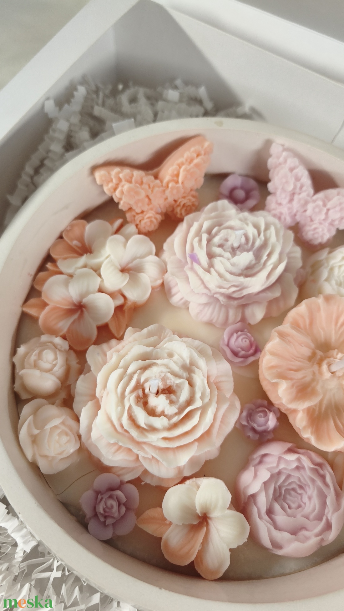 Varázskert gyertyatál illatos szójaviasz virágokkal -  - Meska.hu