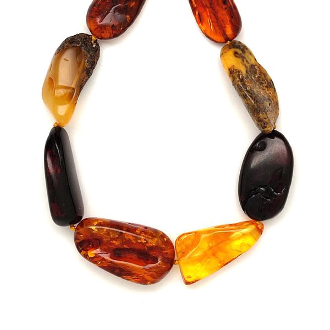 Borostyán pebble 10-18x14-24mm nyaklánc 55-60cm - ékszer - nyaklánc - hosszú nyaklánc - Meska.hu