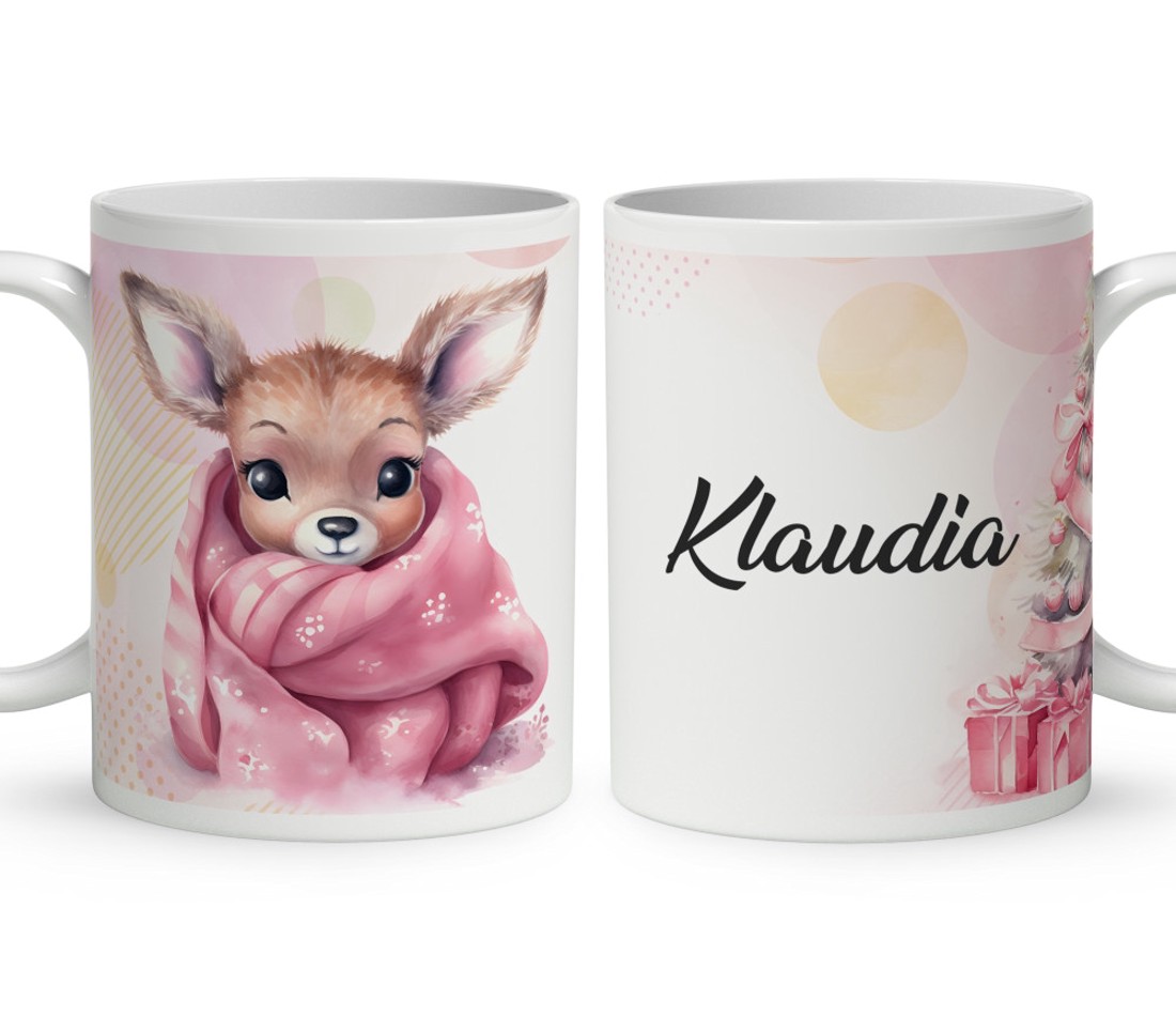 Kérd a neveddel - Pink Cuki őzike mintás bögre - otthon & életmód - konyhafelszerelés, tálalás - tálalás - bögre & csésze - Meska.hu