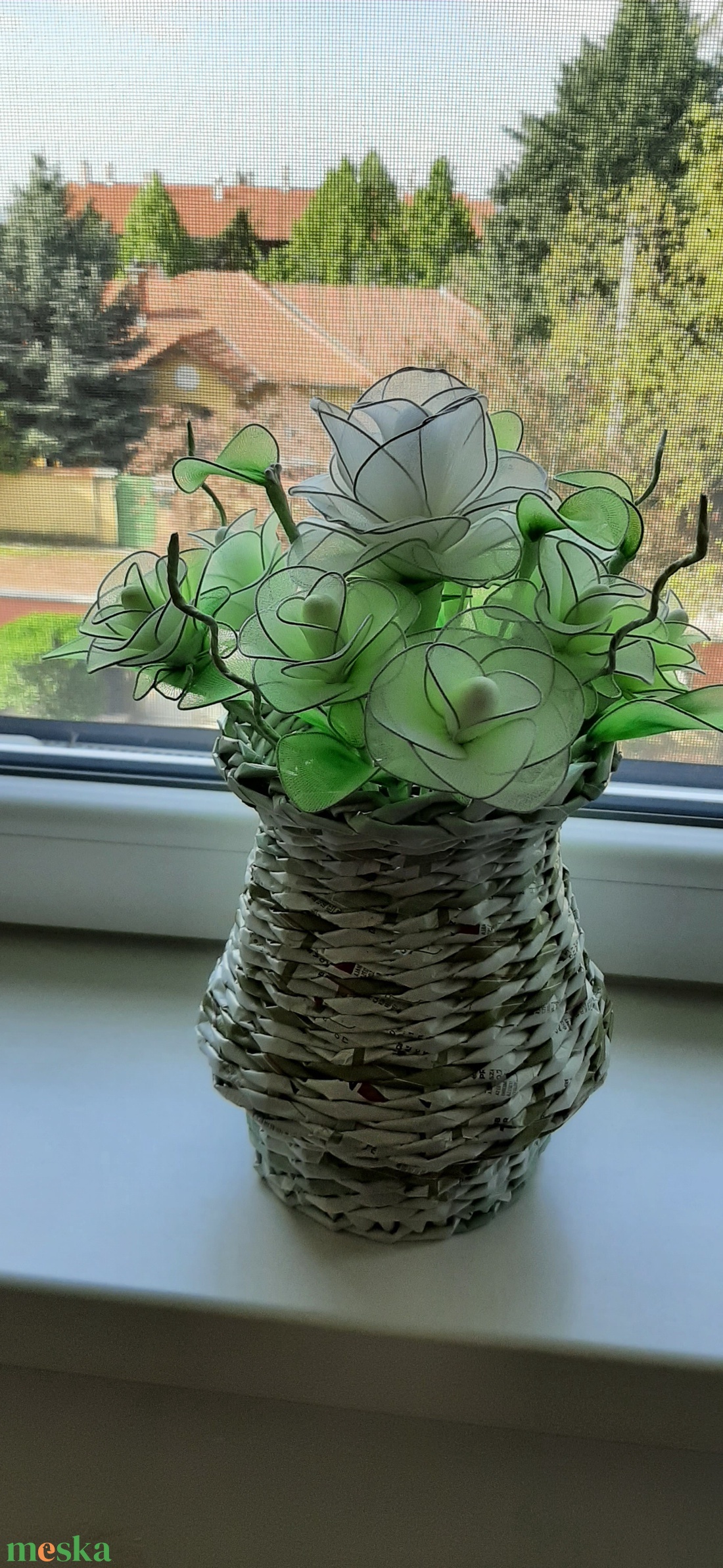 Rózsa csokor vázában / 40cm/ - esküvő - menyasszonyi- és dobócsokor - Meska.hu