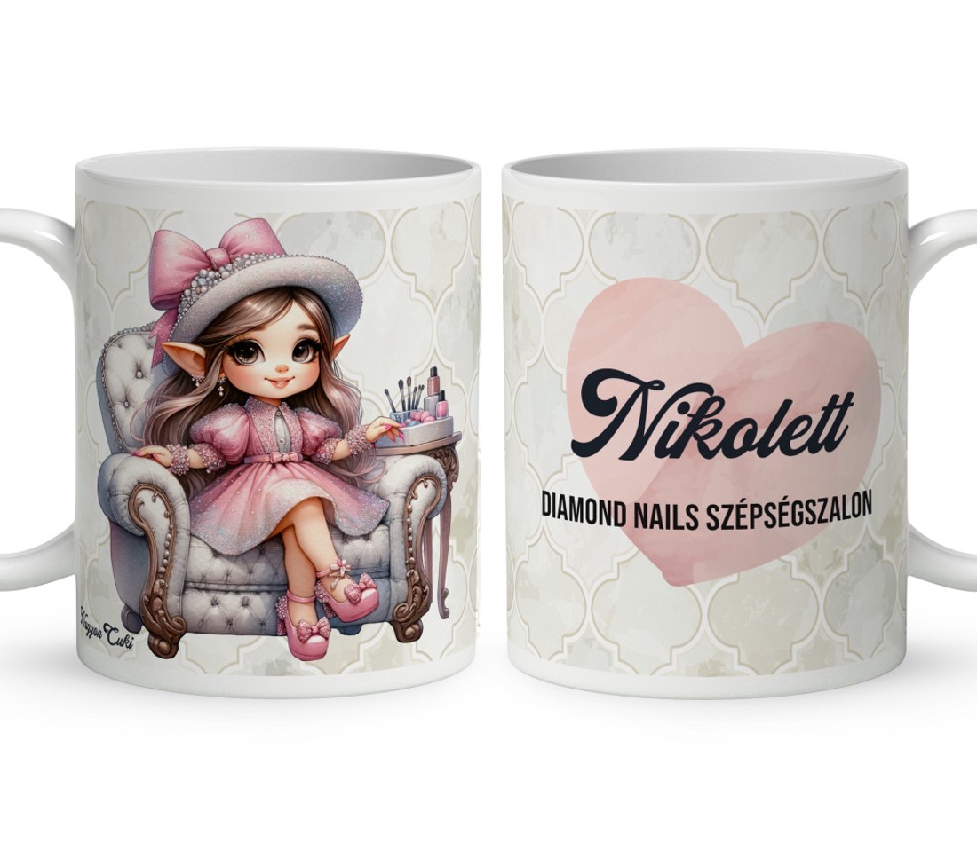 Névvel kérhető - Cuki Körmös manólány mintás bögre - otthon & életmód - konyhafelszerelés, tálalás - tálalás - bögre & csésze - Meska.hu