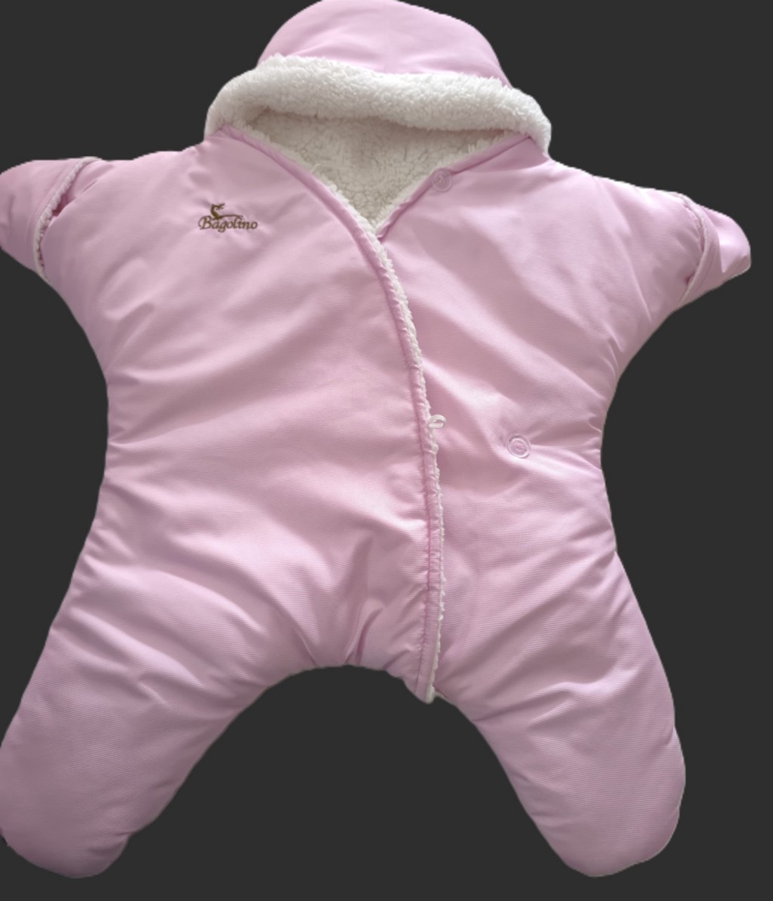 Téli csillag- rózsaszín vízpergető- fehér sherpa 68-74 - baba - mama - babaruházat - tipegőhálózsák - Meska.hu