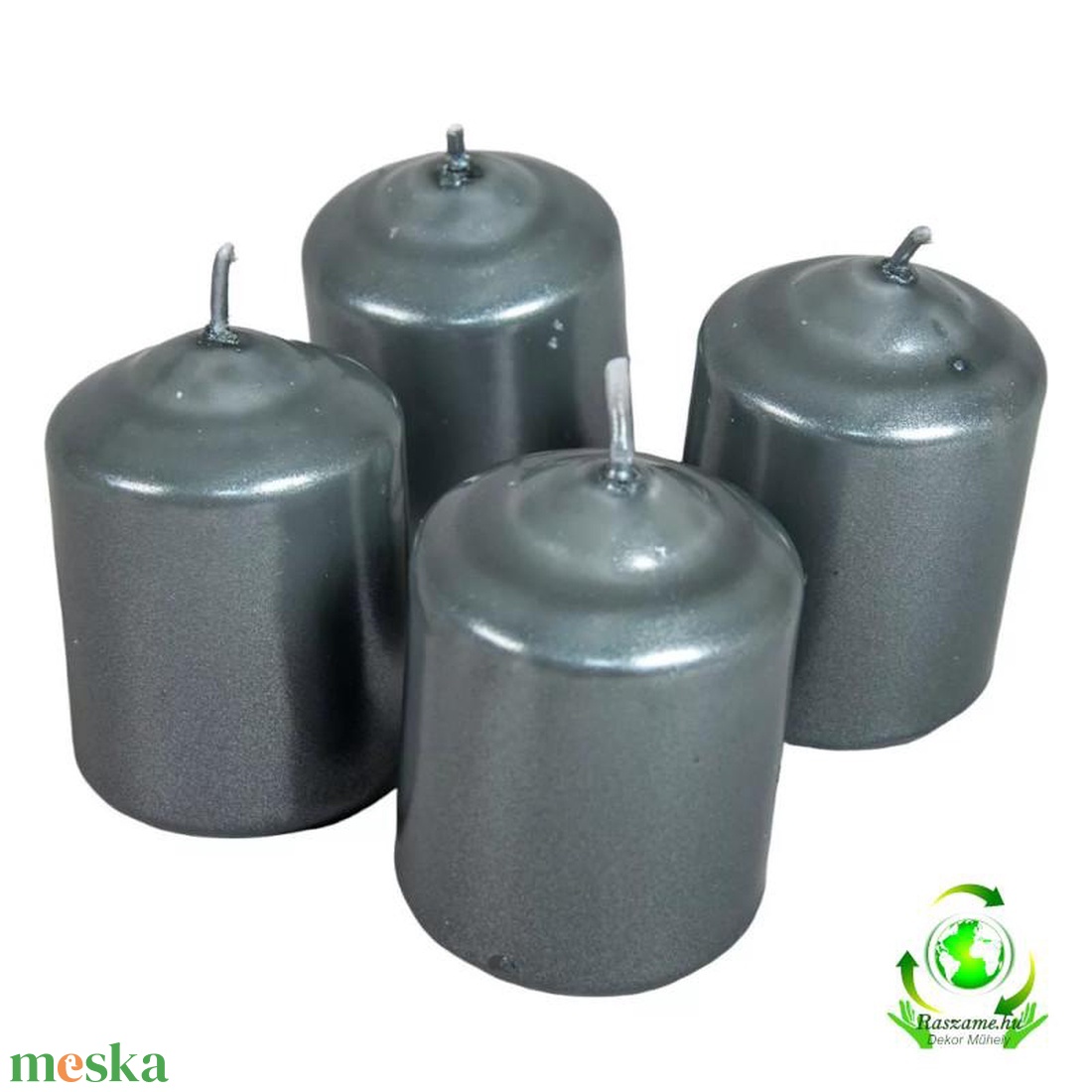 Metál adventi gyertya szett 40x60mm - szürke - kellékek & szerszámok - dekorációs kellékek - dekorációs gyertya - Meska.hu