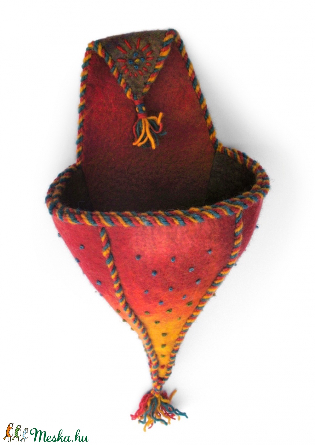 Nemez fali kaspó, sodratokkal. 47x18x18cm - - Meska.hu Nemez fali kaspó, sodratokkal. 47x18x18cm - - Meska.hu