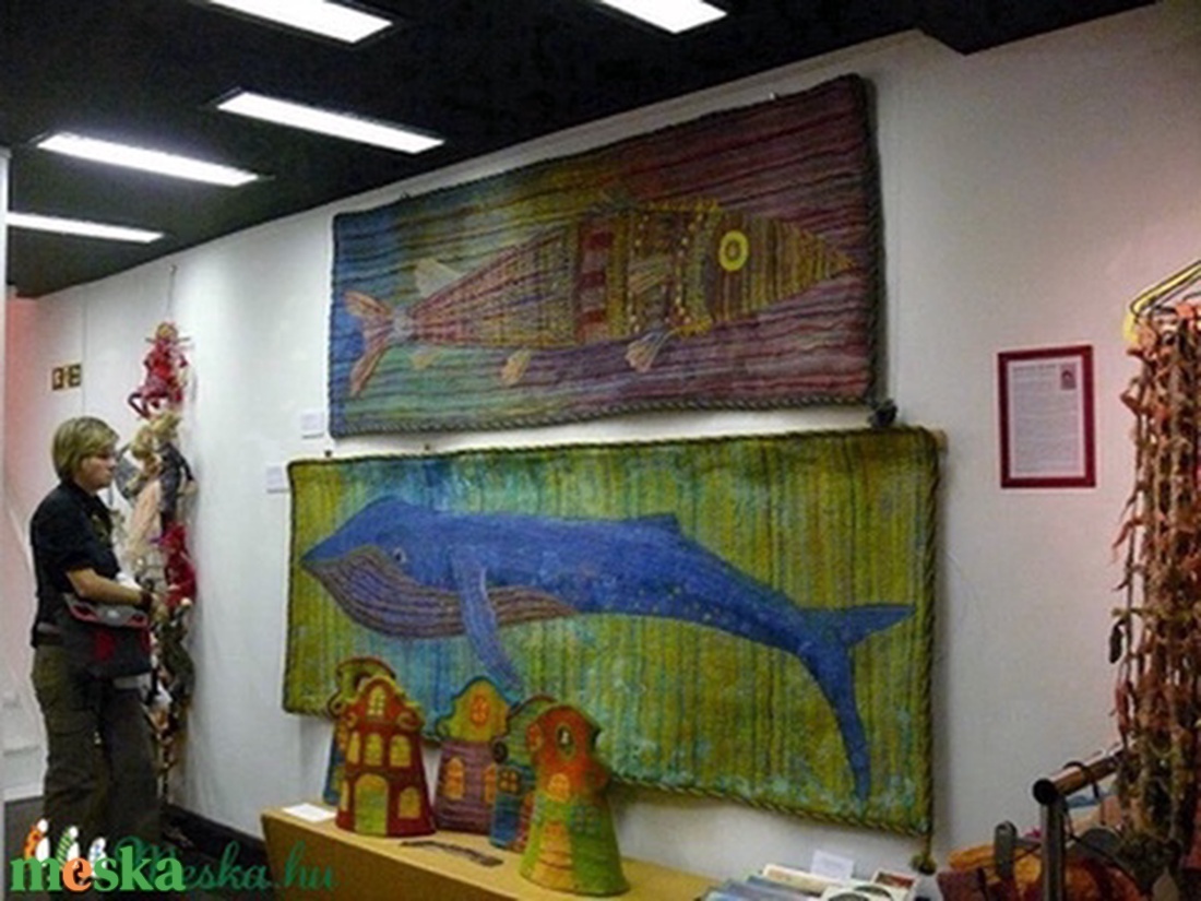 Rendelhető. Még létezők II. Kék bálna, 242 x 89 cm, nemez  - művészet - textilkép - egyéb - Meska.hu