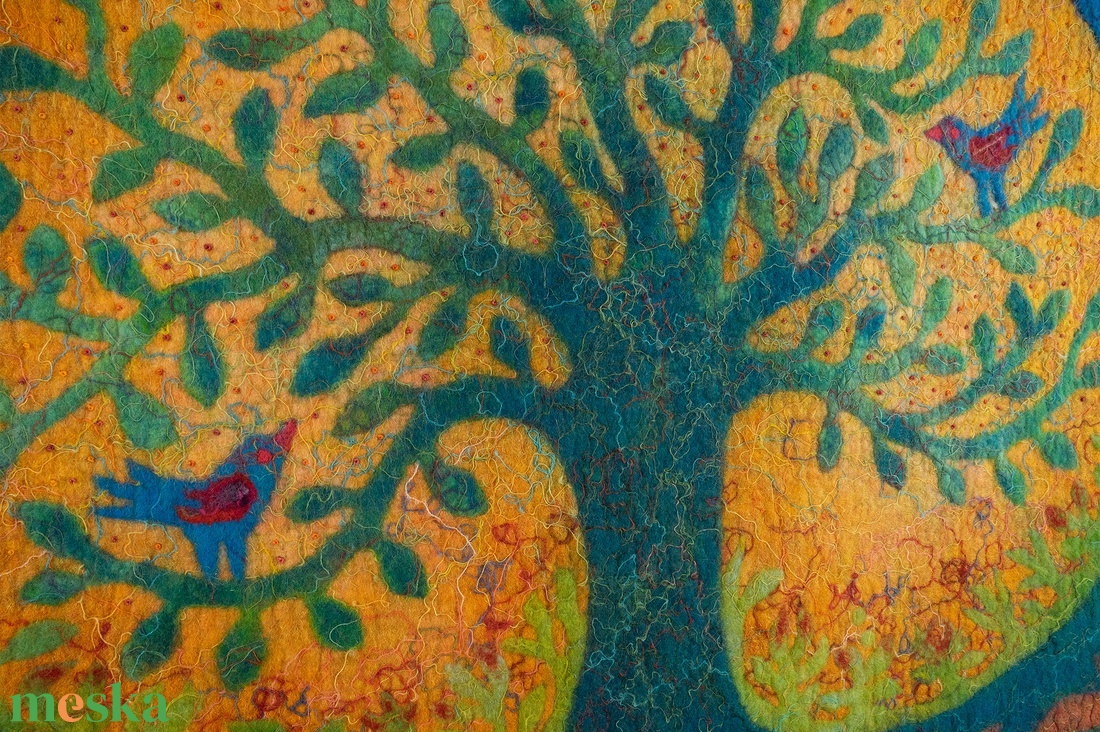 Rendelhető, Életfa Nappal- Holddal nemezkép 87 x 84 cm. - művészet - textilkép - nemezelt - Meska.hu