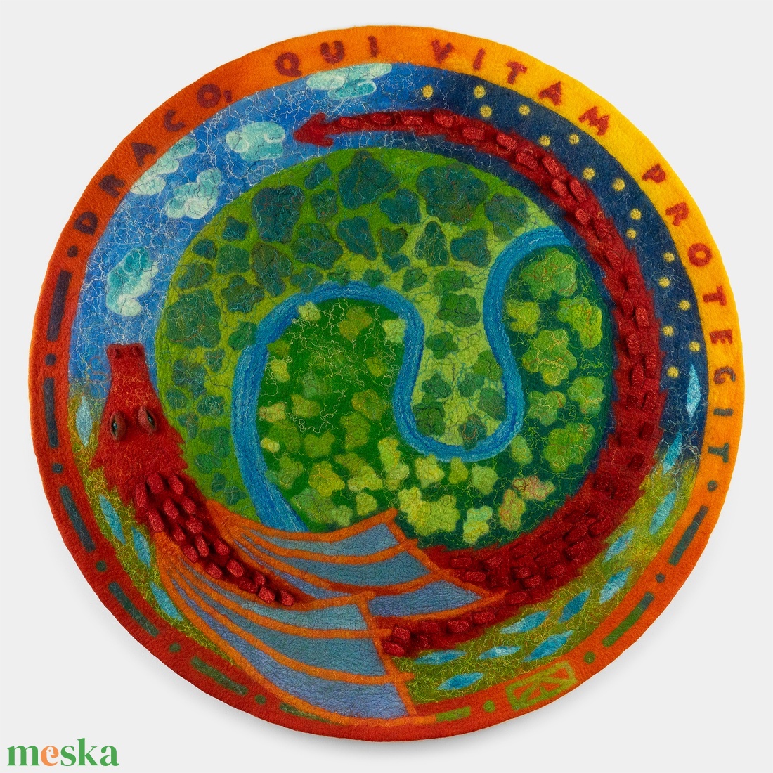 Sárkány. Nemezkép - művészet - textilkép - nemezelt - Meska.hu