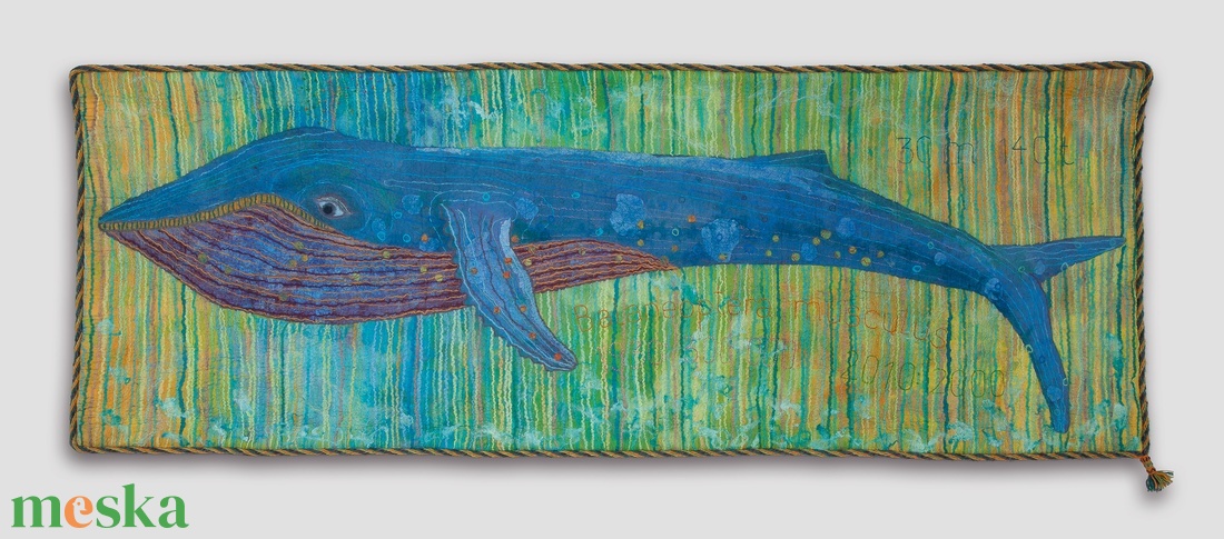 Rendelhető. Még létezők II. Kék bálna, 242 x 89 cm, nemez  - művészet - textilkép - egyéb - Meska.hu