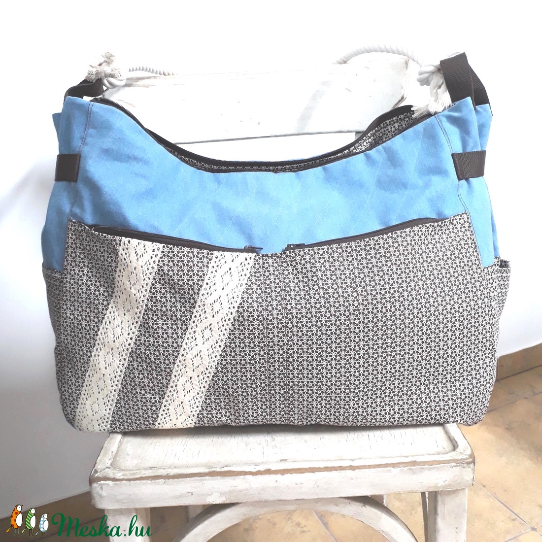 Egyedi extra nagy sokzsebes táska -  - Meska.hu