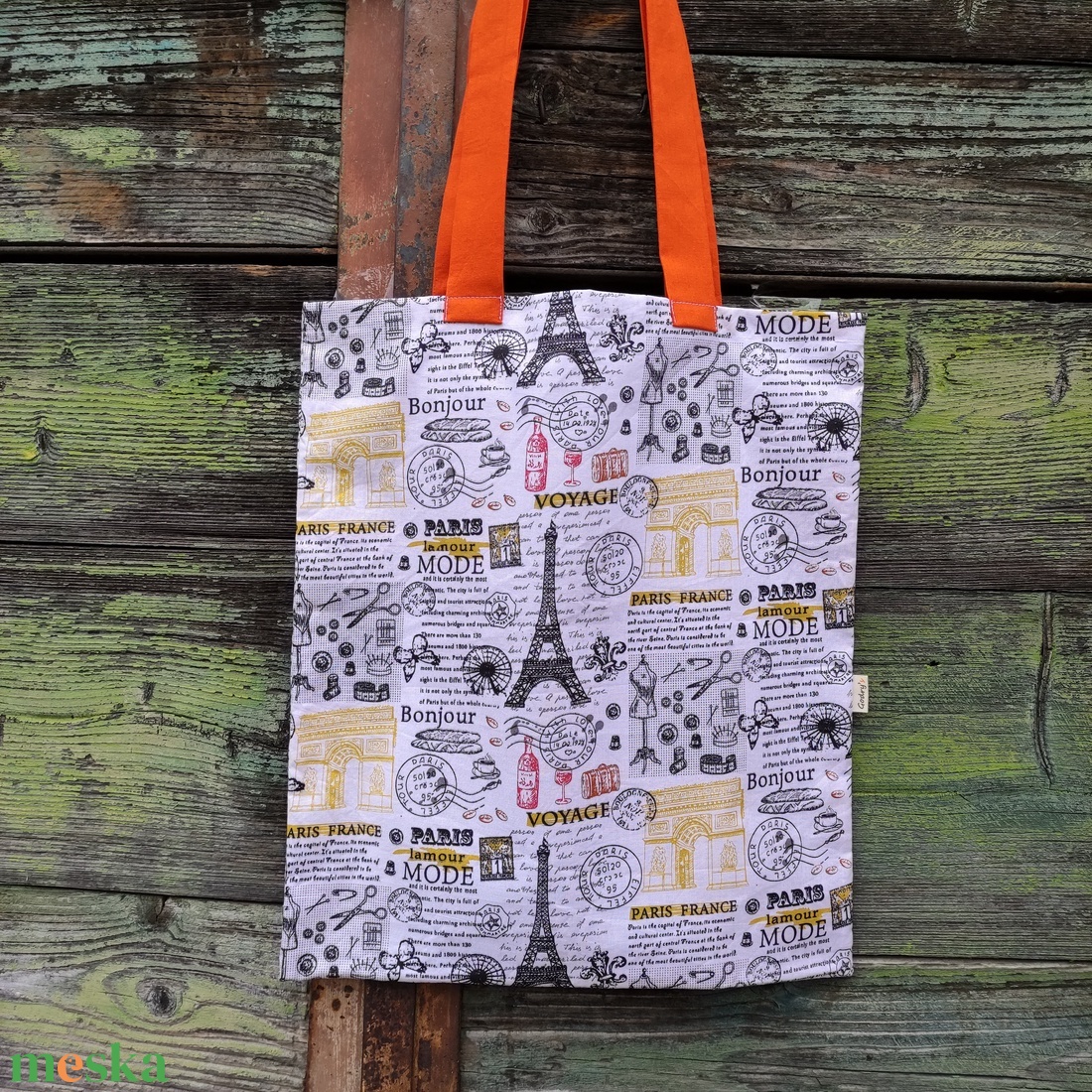 Párizs mintás bevásárló szatyor  - táska & tok - bevásárlás & shopper táska - shopper, textiltáska, szatyor - Meska.hu